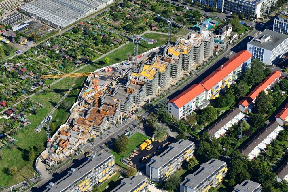 Aerial photograph Basel - Construction site to build a new multi-family residential complex on Burgfelderstrasse in the district Sankt Johann in Basel, Switzerland