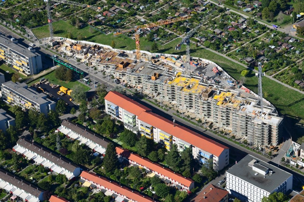 Aerial image Basel - Construction site to build a new multi-family residential complex on Burgfelderstrasse in the district Sankt Johann in Basel, Switzerland