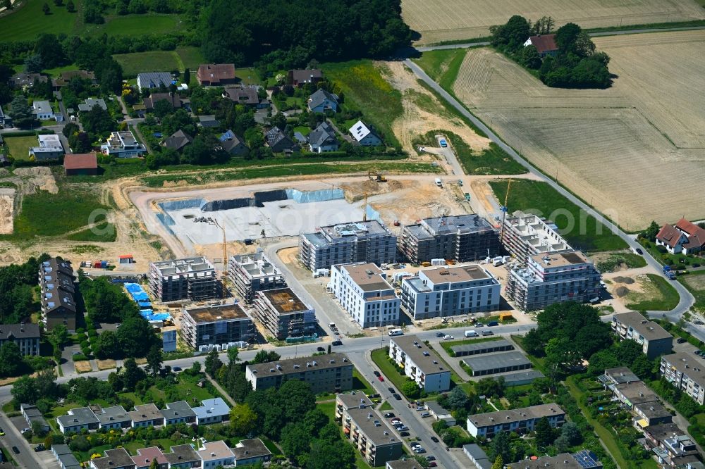Bielefeld from above - Construction site to build a new multi-family residential complex Campus West on street Gruenewaldstrasse in the district Babenhausen in Bielefeld in the state North Rhine-Westphalia, Germany