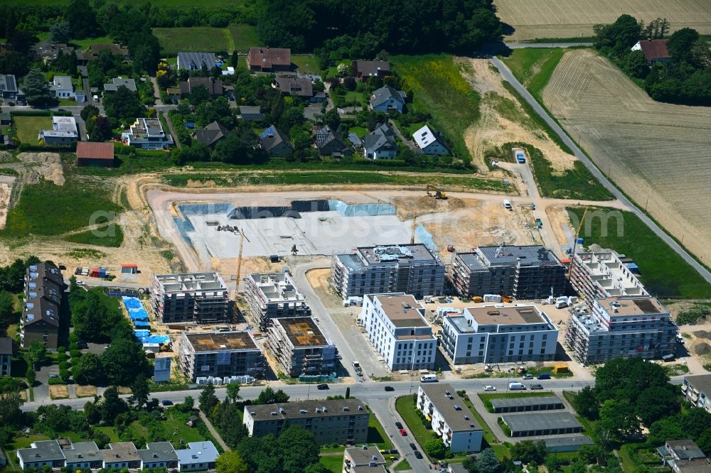 Aerial image Bielefeld - Construction site to build a new multi-family residential complex Campus West on street Gruenewaldstrasse in the district Babenhausen in Bielefeld in the state North Rhine-Westphalia, Germany