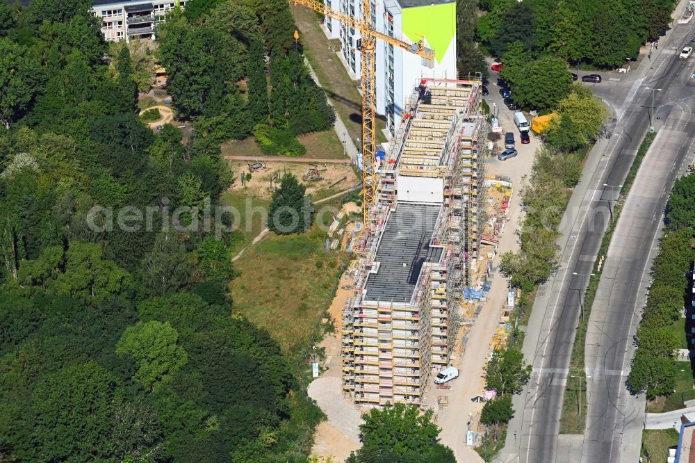 Aerial image Berlin - Construction site to build a new multi-family residential complex on Cecilienstrasse in the district Biesdorf in Berlin, Germany