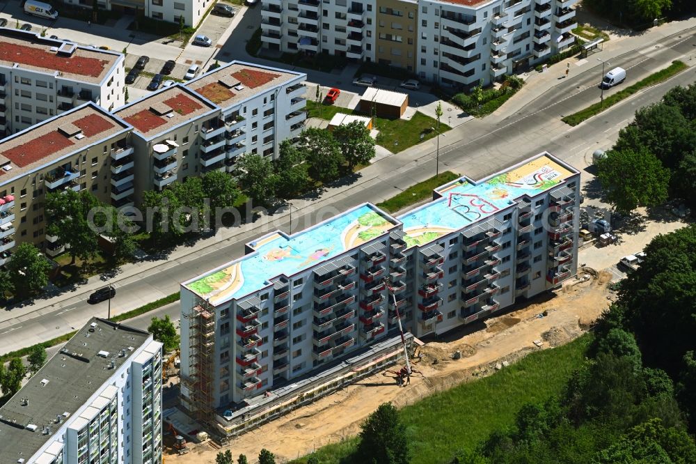 Berlin from the bird's eye view: Construction site to build a new multi-family residential complex on Cecilienstrasse in the district Biesdorf in Berlin, Germany