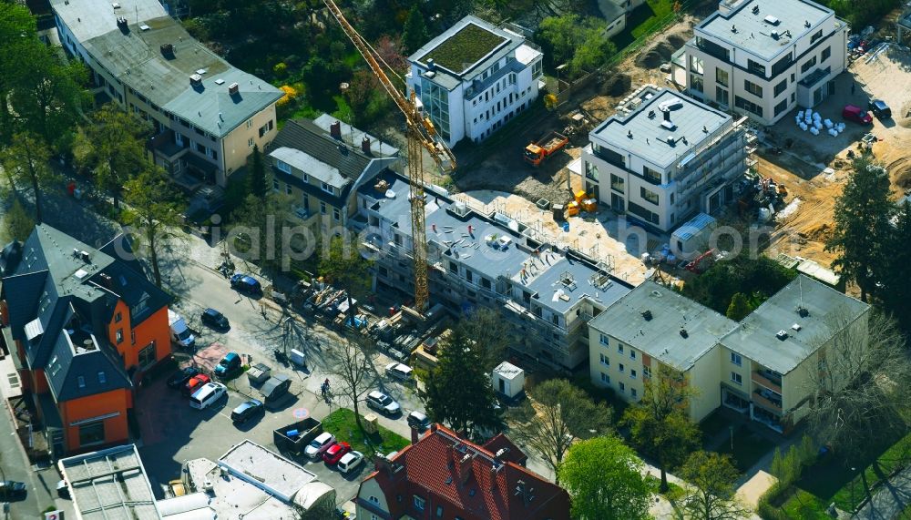 Aerial image Berlin - Construction site to build a new multi-family residential complex Charlott NA?6 of cds Wohnbau Berlin GmbH on Charlottenburger Strasse in the district Steglitz-Zehlendorf in Berlin, Germany