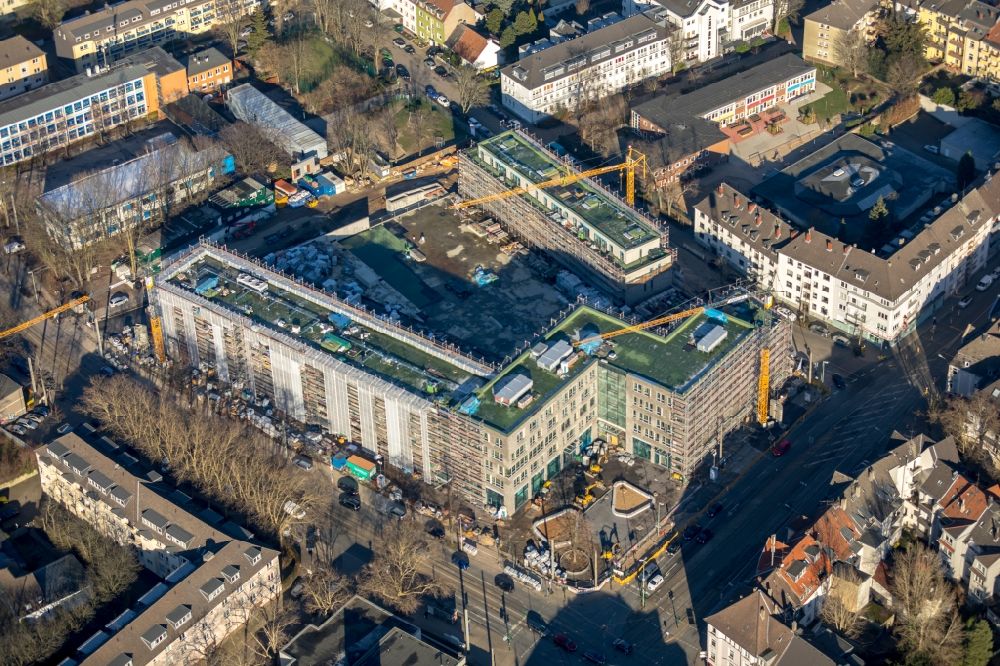 Essen from the bird's eye view: Construction site to build a new multi-family residential complex Cranachhoefe in Essen in the state North Rhine-Westphalia, Germany
