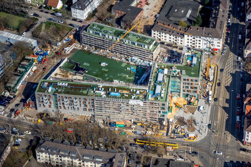 Aerial photograph Essen - Construction site to build a new multi-family residential complex Cranachhoefe in Essen in the state North Rhine-Westphalia, Germany