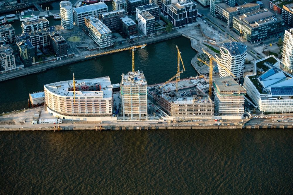 Aerial image Hamburg - Construction site to build a new multi-family residential complex of DC DEVELOPMENTS GMBH & CO. KG on Strandkai in the district HafenCity in Hamburg, Germany