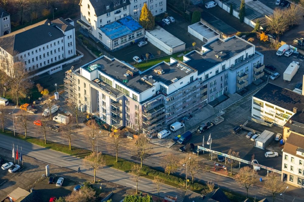 Gladbeck from the bird's eye view: Construction site to build a new multi-family residential complex of Diakonisches factory gGmbH on Wilhelmstrasse in Gladbeck in the state North Rhine-Westphalia, Germany