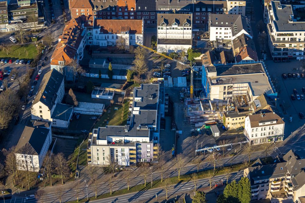 Aerial photograph Gladbeck - Construction site to build a new multi-family residential complex of Diakonisches factory gGmbH on Wilhelmstrasse in Gladbeck in the state North Rhine-Westphalia, Germany