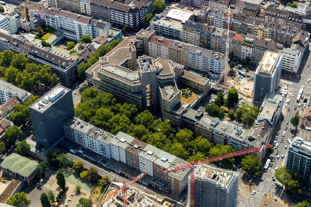 Aerial photograph Düsseldorf - Construction site to build a new multi-family residential complex of PANDION AG on Klosterstrasse - Oststrasse - Immermannstrasse in Duesseldorf in the state North Rhine-Westphalia, Germany