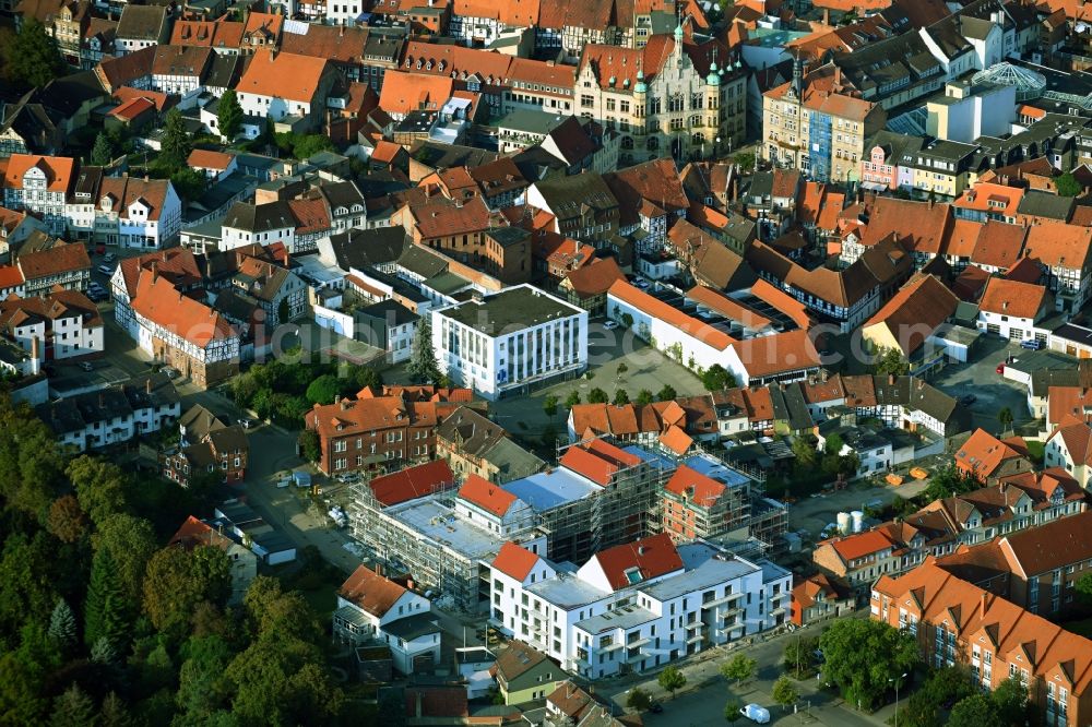 Helmstedt from the bird's eye view: Construction site to build a new multi-family residential complex Beeck - on den Edelhoefen in Helmstedt in the state Lower Saxony, Germany