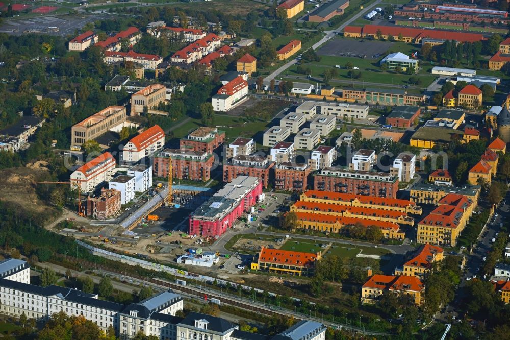 Aerial photograph Leipzig - Construction site to build a new multi-family residential complex on the former Kasernengelaende on Olbrichtstrasse in Leipzig in the state Saxony, Germany