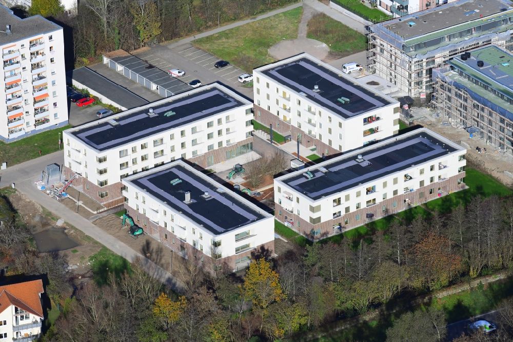 Aerial photograph Schopfheim - Construction site to build a new multi-family residential complex Am Eisweiher in Schopfheim in the state Baden-Wurttemberg, Germany