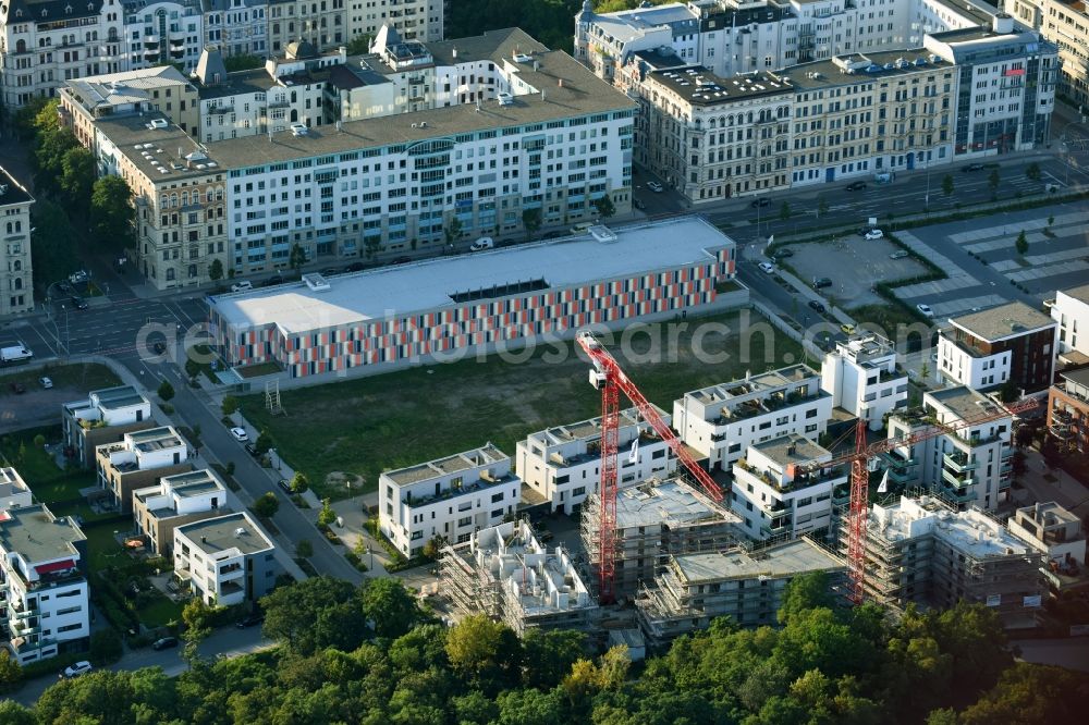Magdeburg from the bird's eye view: Construction site to build a new multi-family residential complex Im Elbbahnhof in Magdeburg in the state Saxony-Anhalt, Germany