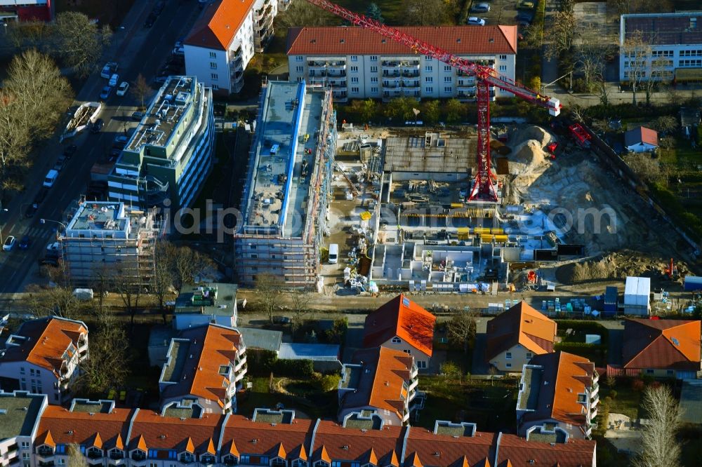 Berlin from above - Construction site to build a new multi-family residential complex along the Einbecker Strasse in the district Lichtenberg in Berlin, Germany