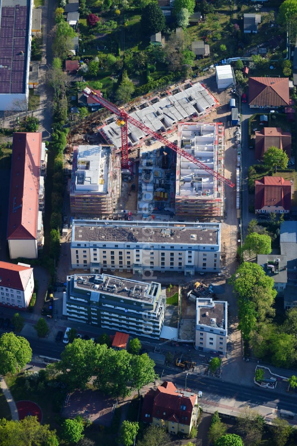 Aerial photograph Berlin - Construction site to build a new multi-family residential complex along the Einbecker Strasse in the district Lichtenberg in Berlin, Germany
