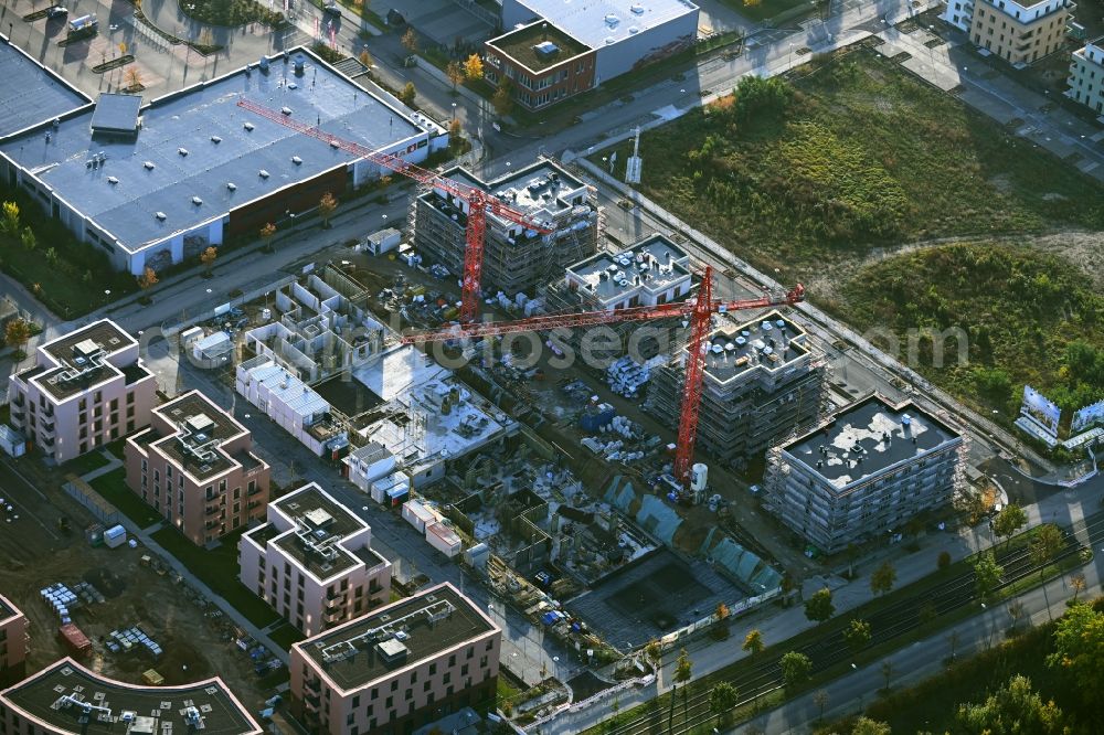 Potsdam from above - Construction site to build a new multi-family residential complex Fontane Gaerten on Erich-Arendt-Strasse in the district Bornstedt in Potsdam in the state Brandenburg, Germany