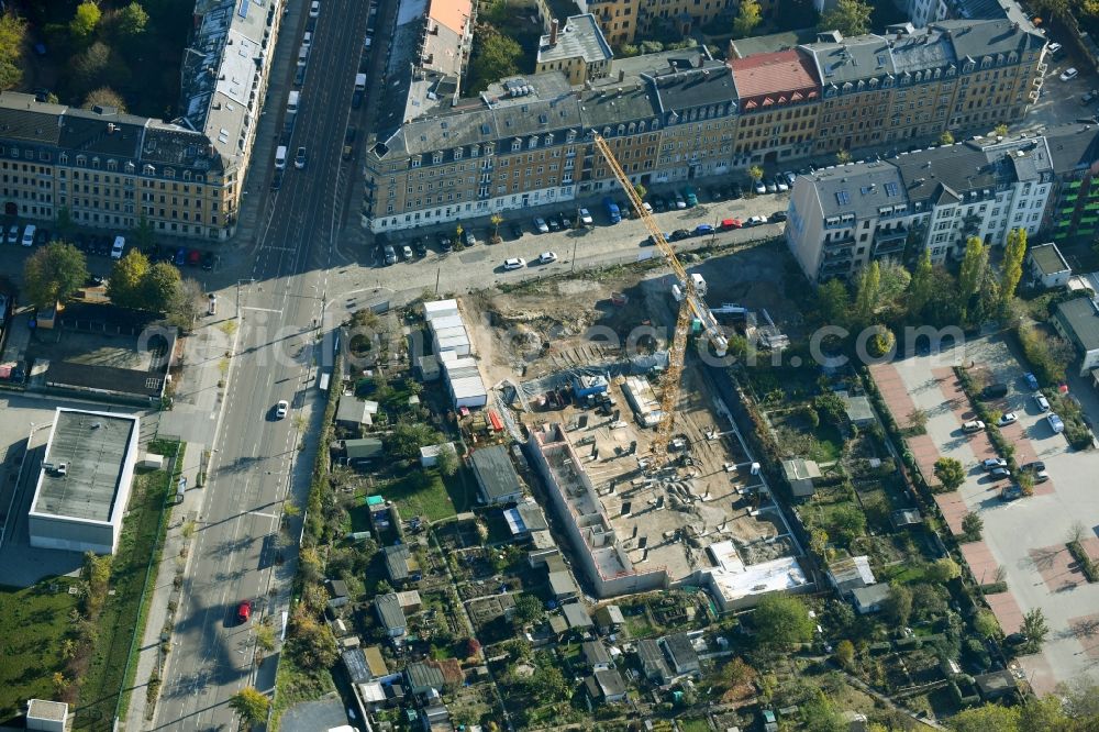 Aerial photograph Dresden - Construction site to build a new multi-family residential complex on Friedensstrasse in Dresden in the state Saxony, Germany
