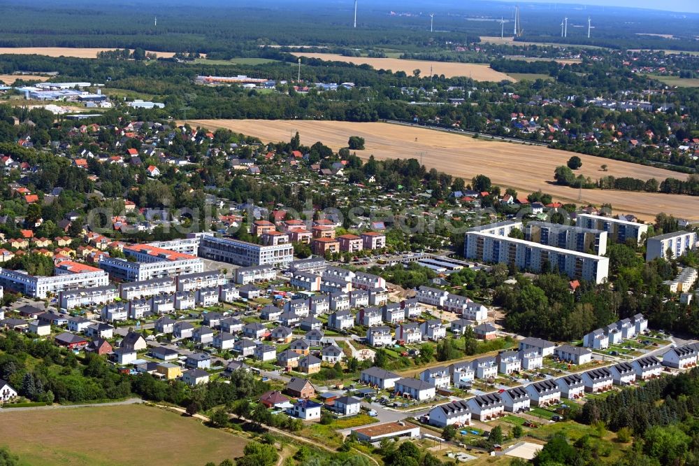 Aerial photograph Bernau - Construction site to build a new multi-family residential complex Friedenstaler Gaerten on Spreeallee - Havelstrasse in the district Friedenstal in Bernau in the state Brandenburg, Germany