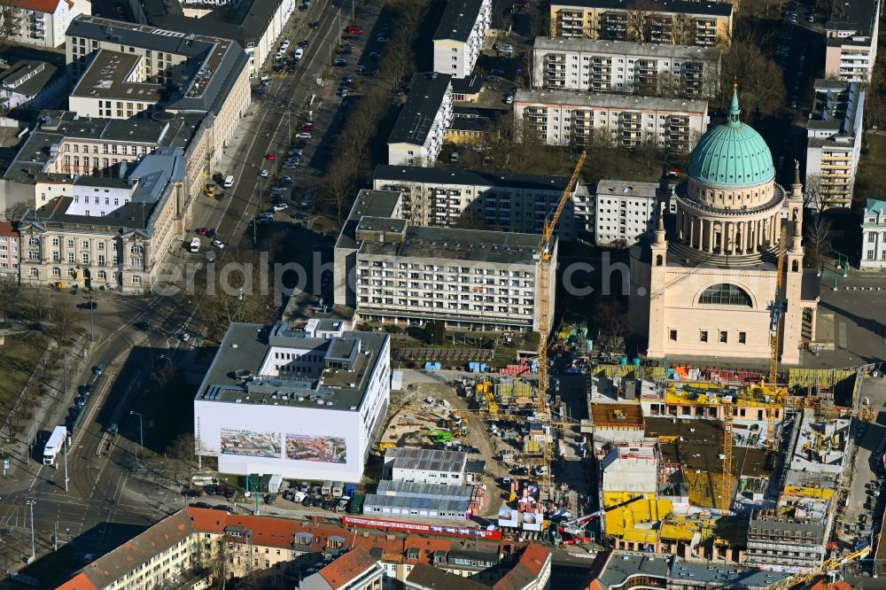 Aerial image Potsdam - Construction site to build a new multi-family residential complex Friedrich-Ebert-Strasse in the district Innenstadt in Potsdam in the state Brandenburg, Germany