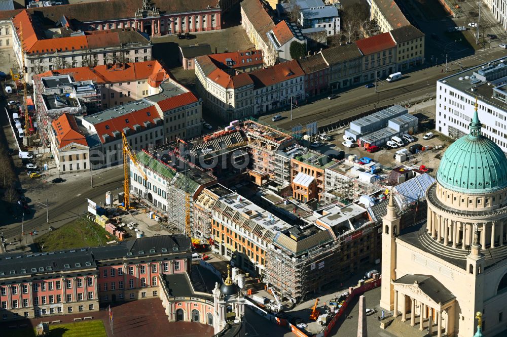 Aerial image Potsdam - Construction site to build a new multi-family residential complex Friedrich-Ebert-Strasse on street Erika-Wolf-Strasse in the district Innenstadt in Potsdam in the state Brandenburg, Germany