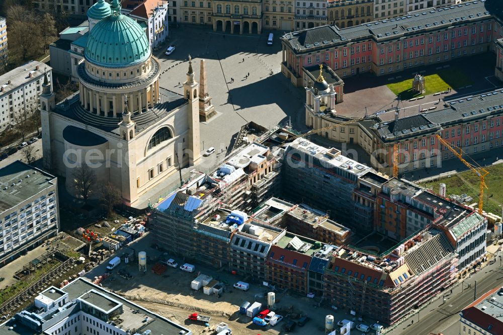 Aerial photograph Potsdam - Construction site to build a new multi-family residential complex Friedrich-Ebert-Strasse on street Erika-Wolf-Strasse in the district Innenstadt in Potsdam in the state Brandenburg, Germany