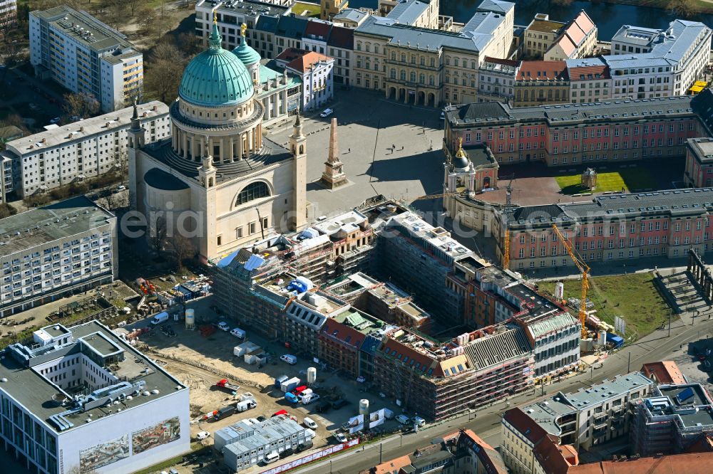 Potsdam from above - Construction site to build a new multi-family residential complex Friedrich-Ebert-Strasse on street Erika-Wolf-Strasse in the district Innenstadt in Potsdam in the state Brandenburg, Germany