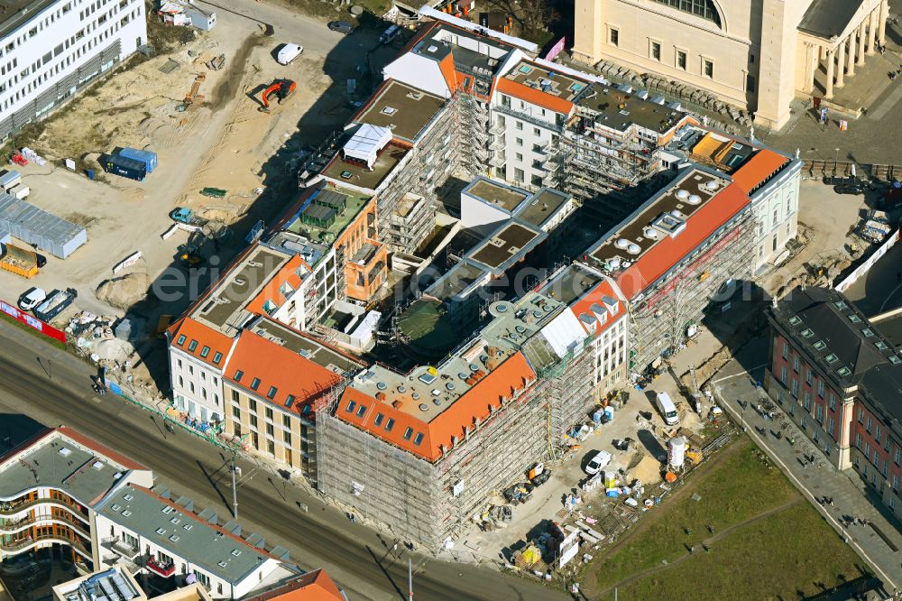 Aerial image Potsdam - Construction site to build a new multi-family residential complex Friedrich-Ebert-Strasse on street Erika-Wolf-Strasse in the district Innenstadt in Potsdam in the state Brandenburg, Germany