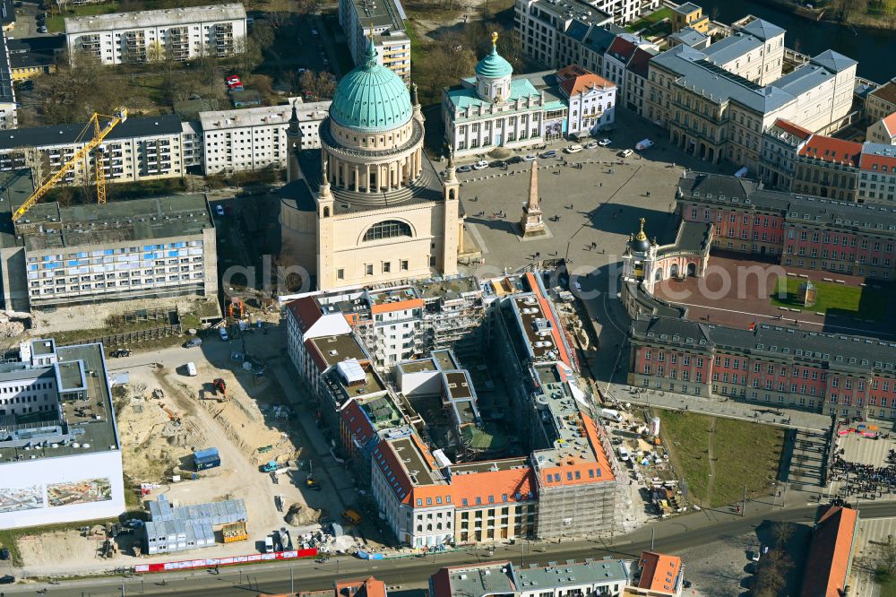 Potsdam from above - Construction site to build a new multi-family residential complex Friedrich-Ebert-Strasse on street Erika-Wolf-Strasse in the district Innenstadt in Potsdam in the state Brandenburg, Germany