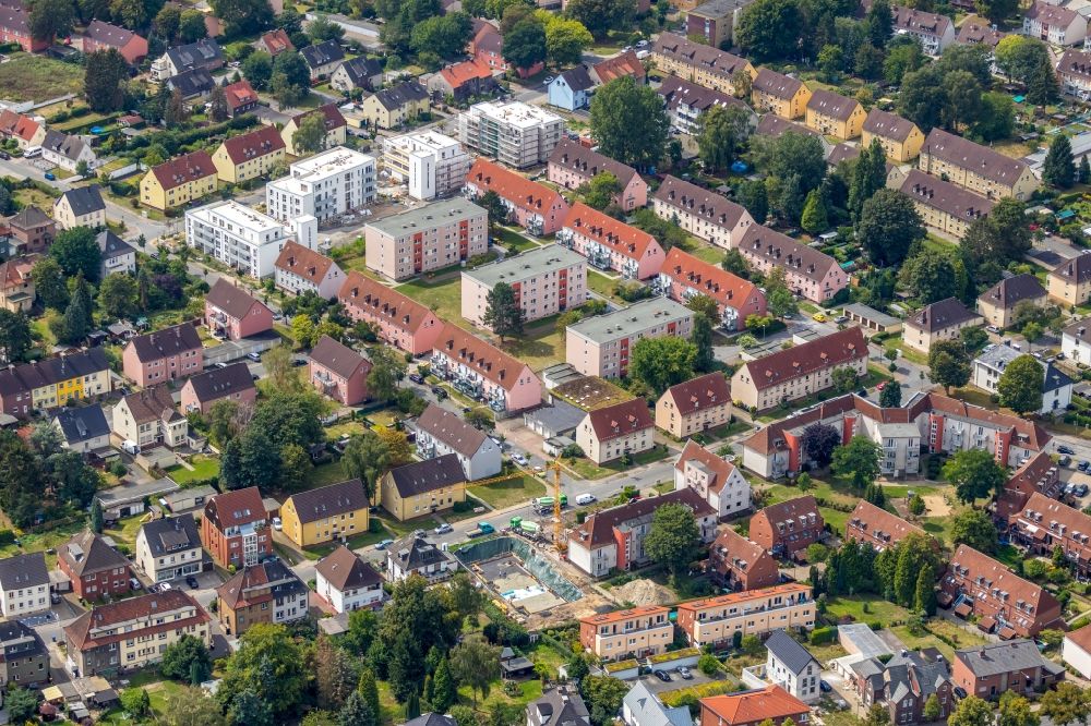 Aerial image Lünen - Construction site to build a new multi-family residential complex on Friedrichstrasse in Luenen in the state North Rhine-Westphalia, Germany