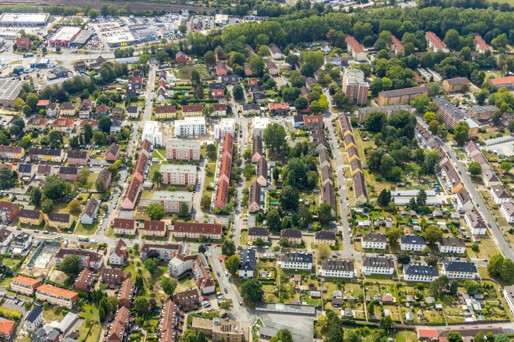 Aerial photograph Lünen - Construction site to build a new multi-family residential complex on Friedrichstrasse in Luenen in the state North Rhine-Westphalia, Germany