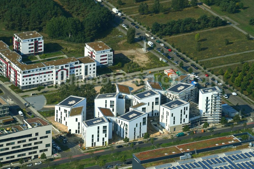 Aerial photograph Berlin - Construction site to build a new multi-family residential complex Future Living Homes between Gross-Berliner Damm - Konrad-Zuse-Strasse and Hermann-Dorner-Allee in the district Adlershof - Johannestal in Berlin, Germany
