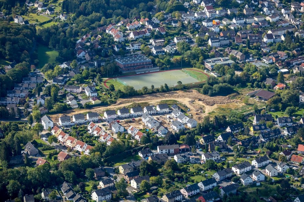 Aerial photograph Witten - Construction site to build a new multi-family residential complex on Guennemannshof in Witten in the state North Rhine-Westphalia, Germany