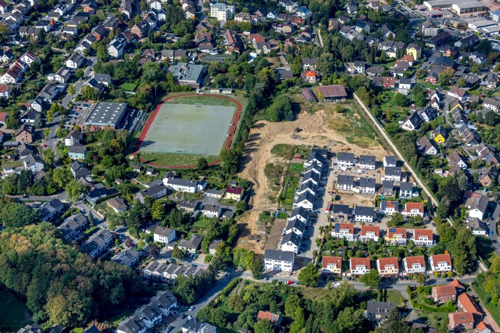Witten from the bird's eye view: Construction site to build a new multi-family residential complex on Guennemannshof in Witten in the state North Rhine-Westphalia, Germany