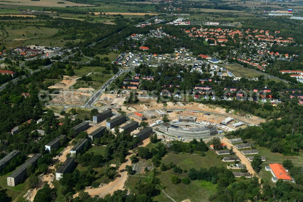 Wustermark from above - Construction site to build a new multi-family residential complex Gold- Gartenstadt Olympisches Dorf von 1936 in the district Elstal in Wustermark in the state Brandenburg, Germany