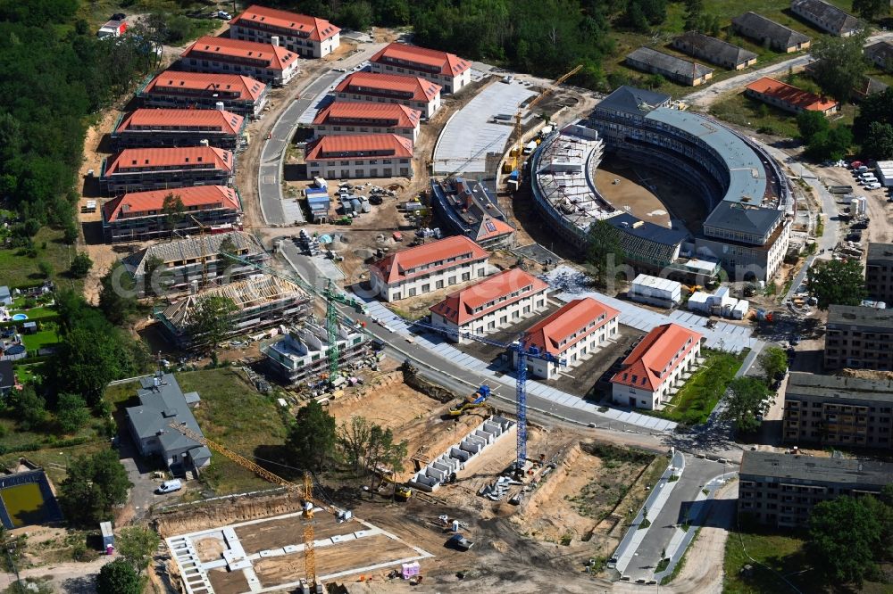 Wustermark from above - Construction site to build a new multi-family residential complex Gold- Gartenstadt Olympisches Dorf von 1936 in the district Elstal in Wustermark in the state Brandenburg, Germany