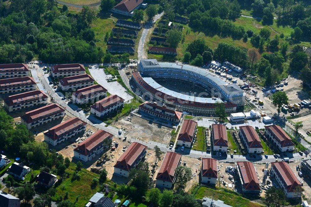 Aerial image Wustermark - Construction site to build a new multi-family residential complex Gold- Gartenstadt Olympisches Dorf von 1936 in the district Elstal in Wustermark in the state Brandenburg, Germany