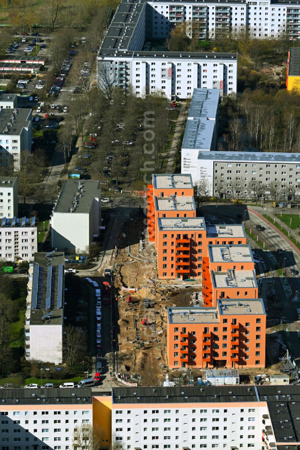 Aerial photograph Berlin - Construction site to build a new multi-family residential complex Gothaer Strasse - Alte Hellersdorfer Strasse in the district Hellersdorf in Berlin, Germany