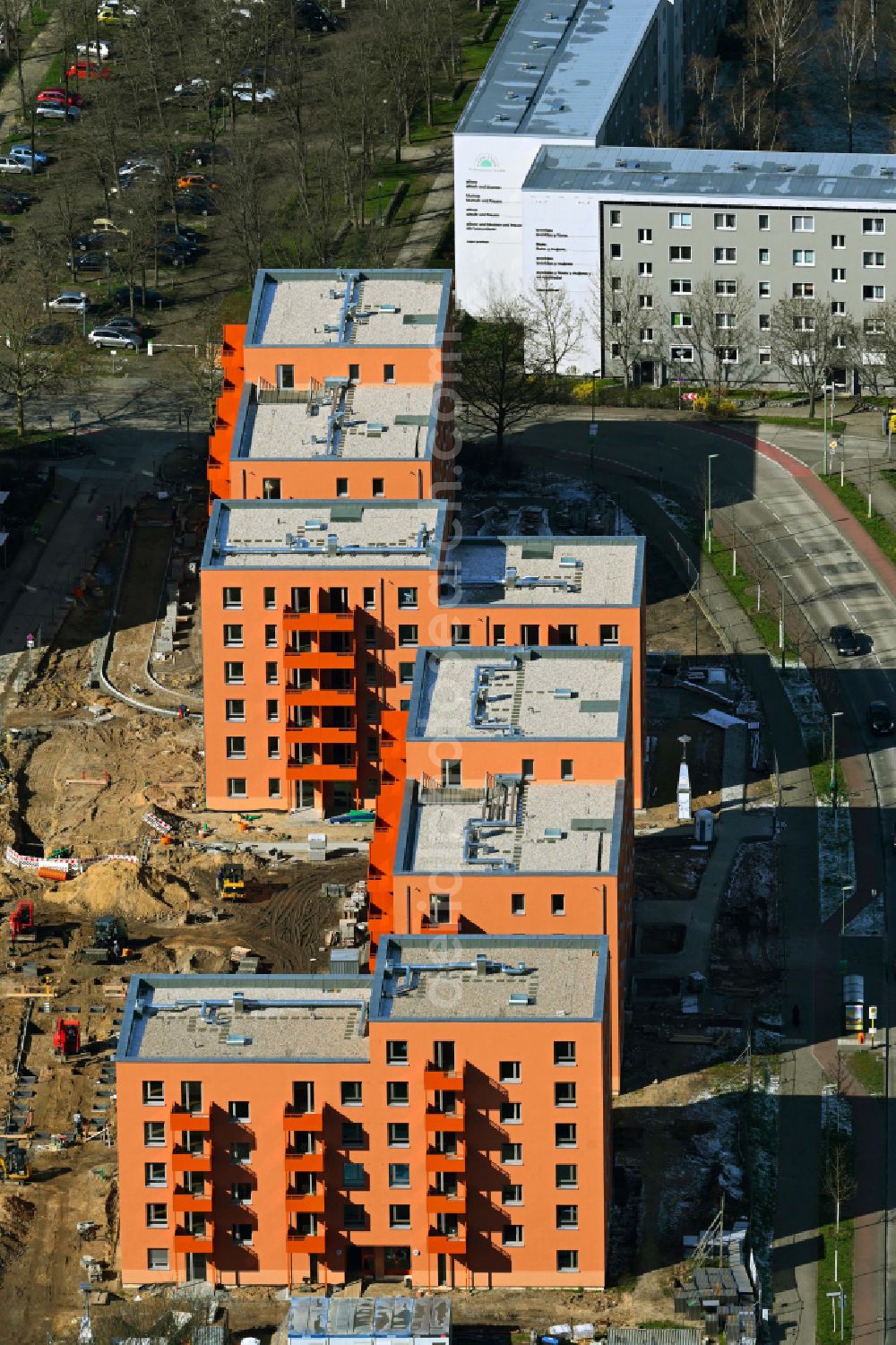 Berlin from above - Construction site to build a new multi-family residential complex Gothaer Strasse - Alte Hellersdorfer Strasse in the district Hellersdorf in Berlin, Germany