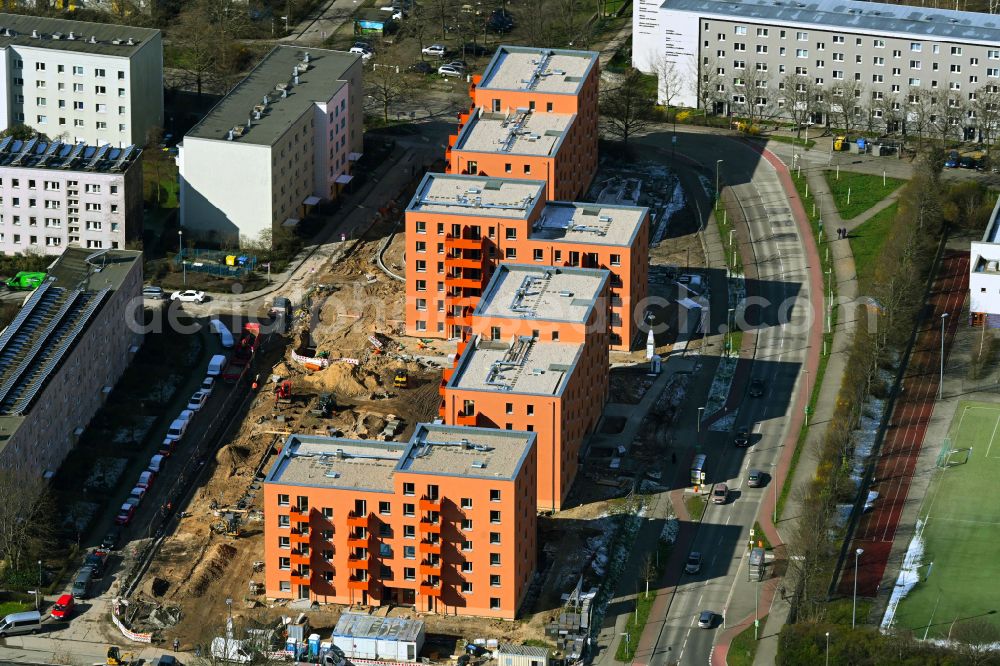 Berlin from the bird's eye view: Construction site to build a new multi-family residential complex Gothaer Strasse - Alte Hellersdorfer Strasse in the district Hellersdorf in Berlin, Germany
