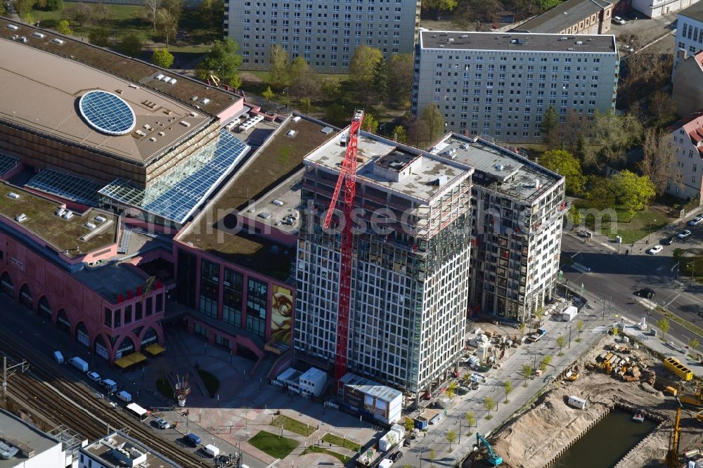 Aerial image Berlin - Construction site to build a new multi-family residential complex Grandaire on Voltairestrasse corner Alexanderstrasse - Dircksenstrasse in the district Mitte in Berlin, Germany