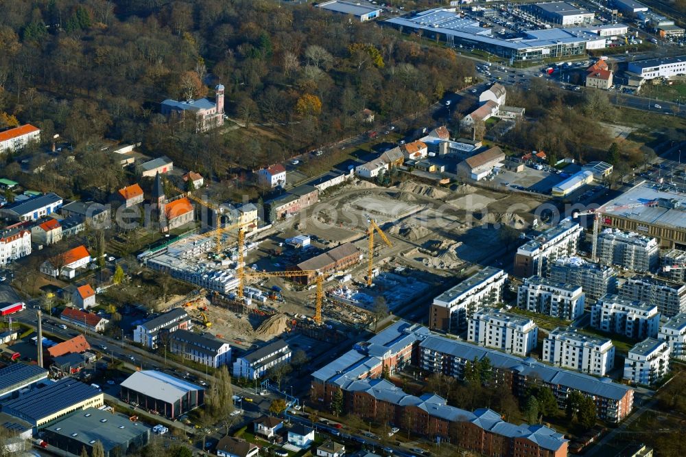 Aerial image Berlin - Construction site to build a new multi-family residential complex of Gut Alt-Biesdorf on Weissenhoeher Strasse in Berlin, Germany