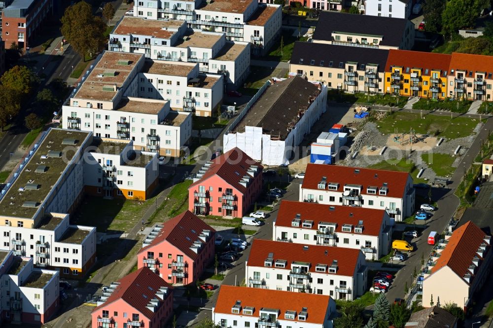 Aerial image Berlin - Construction site to build a new multi-family residential complex of Gut Alt-Biesdorf on Weissenhoeher Strasse in Berlin, Germany