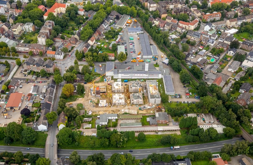 Gladbeck from above - Construction site to build a new multi-family residential complex of GWP Roter Turm GmbH along the Grabenstrasse in the district Gelsenkirchen-Nord in Gladbeck in the state North Rhine-Westphalia