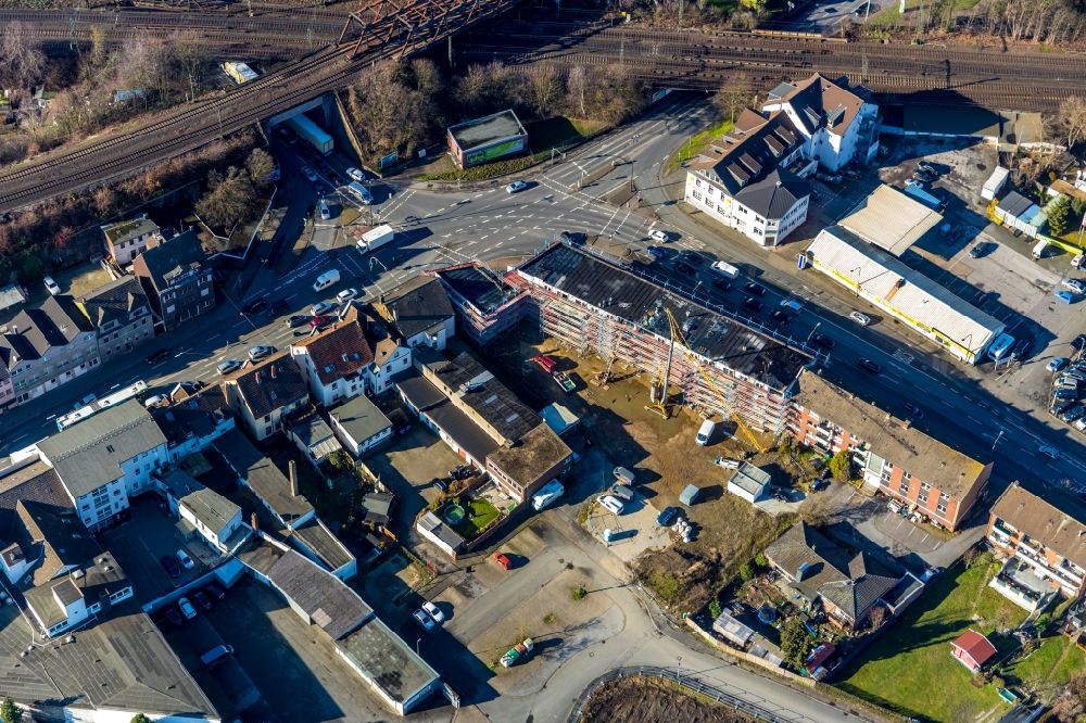 Hamm from above - Construction site to build a new multi-family residential complex on Heessener Strasse in Hamm in the state North Rhine-Westphalia, Germany
