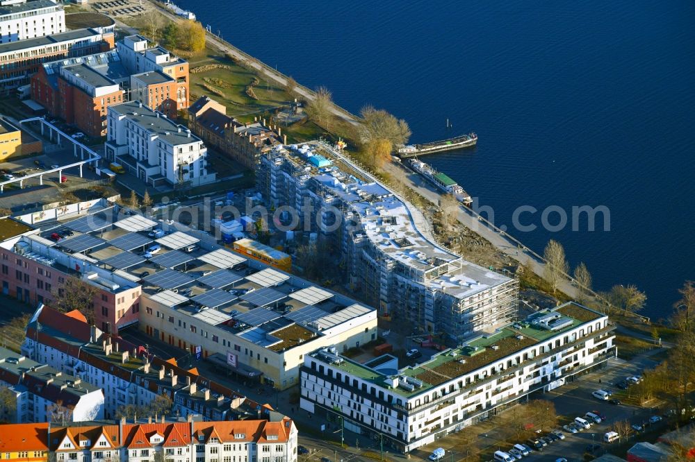 Potsdam from the bird's eye view: Construction site to build a new multi-family residential complex Havelwelle on Zeppelinstrasse in the district Westliche Vorstadt in Potsdam in the state Brandenburg, Germany