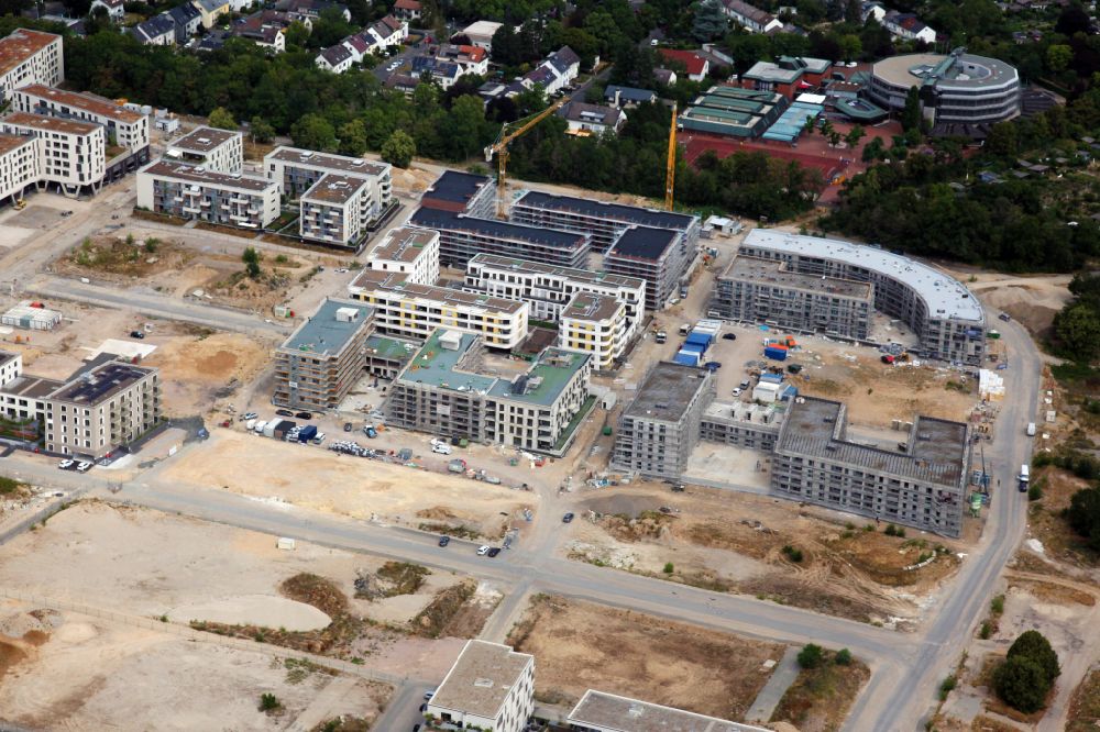 Mainz from above - Construction site to build a new multi-family residential complex Heiligkreuz-Viertel in Mainz in the state Rhineland-Palatinate, Germany