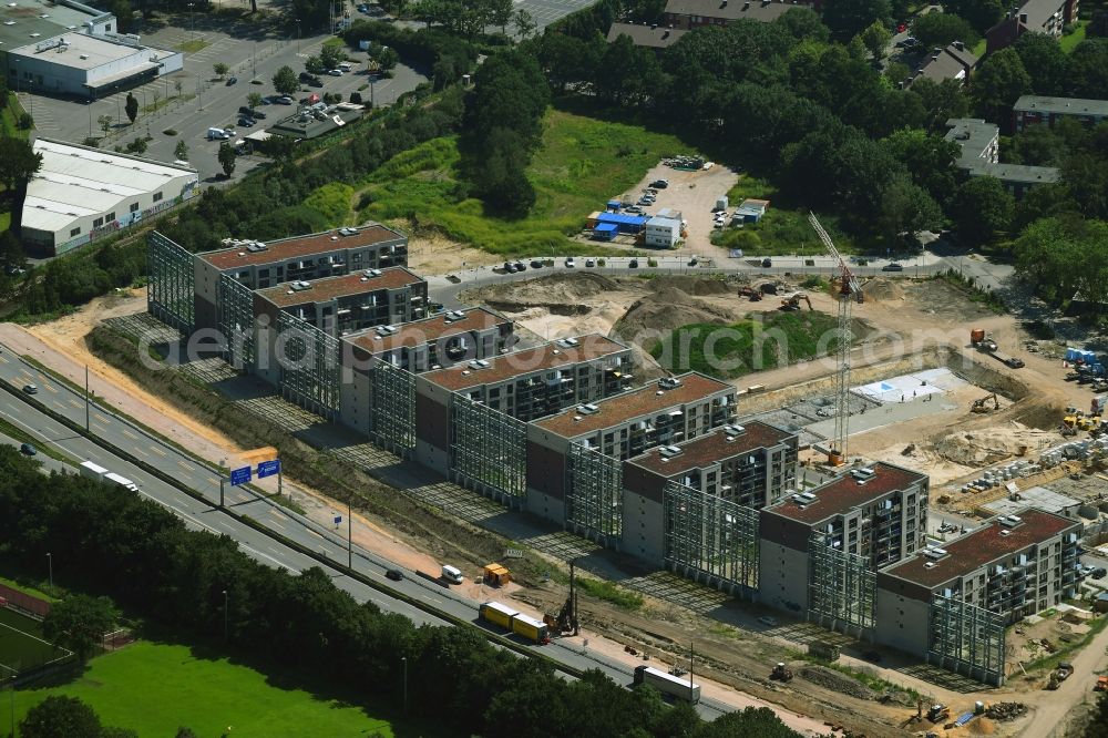 Hamburg from above - Construction site to build a new multi-family residential complex on Hoergensweg - Oliver-Lissy-Strasse in the district Eidelstedt in Hamburg, Germany
