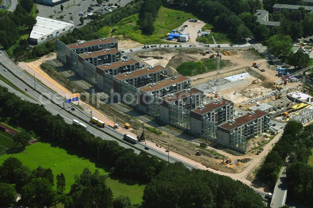Hamburg from the bird's eye view: Construction site to build a new multi-family residential complex on Hoergensweg - Oliver-Lissy-Strasse in the district Eidelstedt in Hamburg, Germany