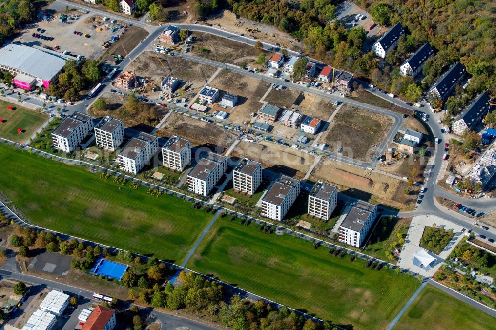 Würzburg from the bird's eye view: Construction site to build a new multi-family residential complex Am Hubland in the district Frauenland in Wuerzburg in the state Bavaria, Germany