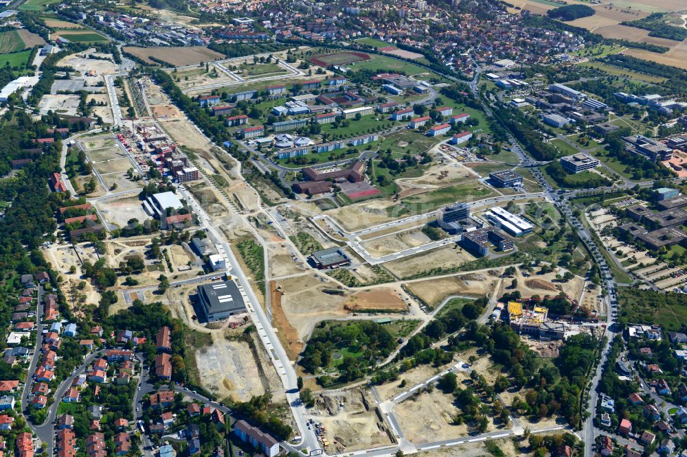 Würzburg from the bird's eye view: Construction site to build a new multi-family residential complex Am Hubland in the district Frauenland in Wuerzburg in the state Bavaria, Germany